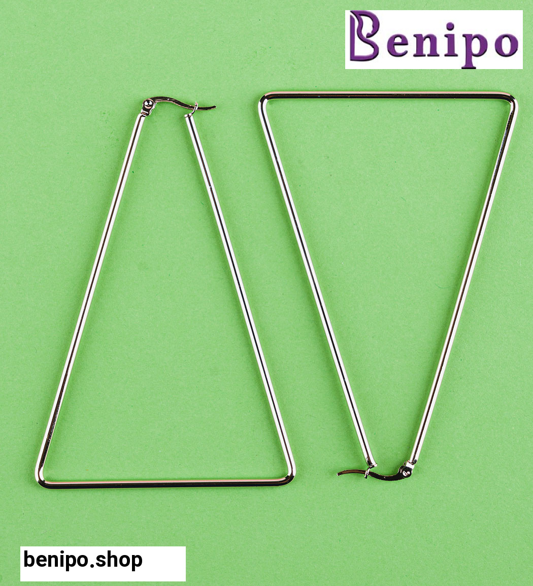 گوشواره زنانه طرح مثلث نقره ای کد Fr006