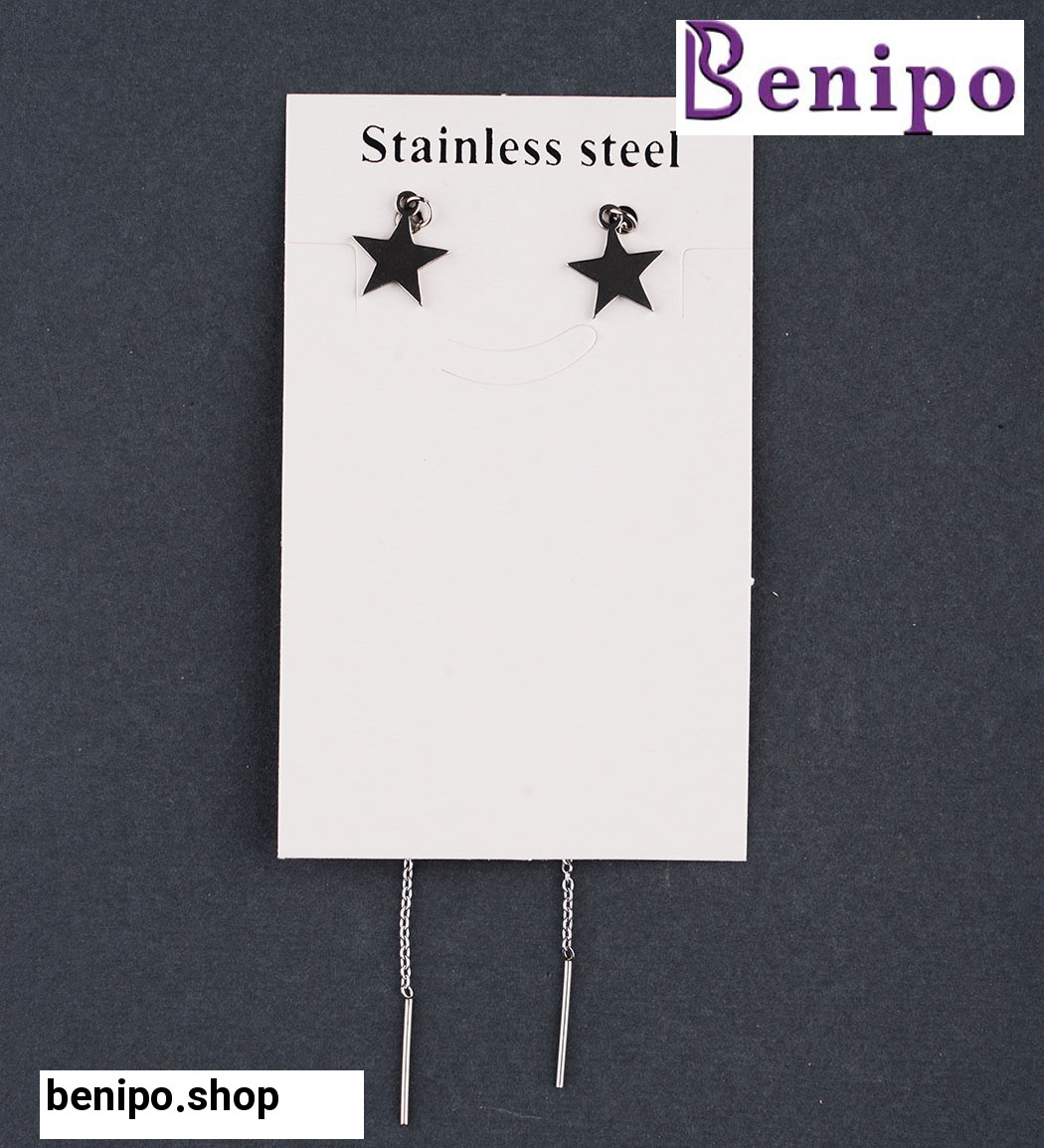 گوشواره زنانه بخیه ای نقره ای مدل ستاره کد Fr008