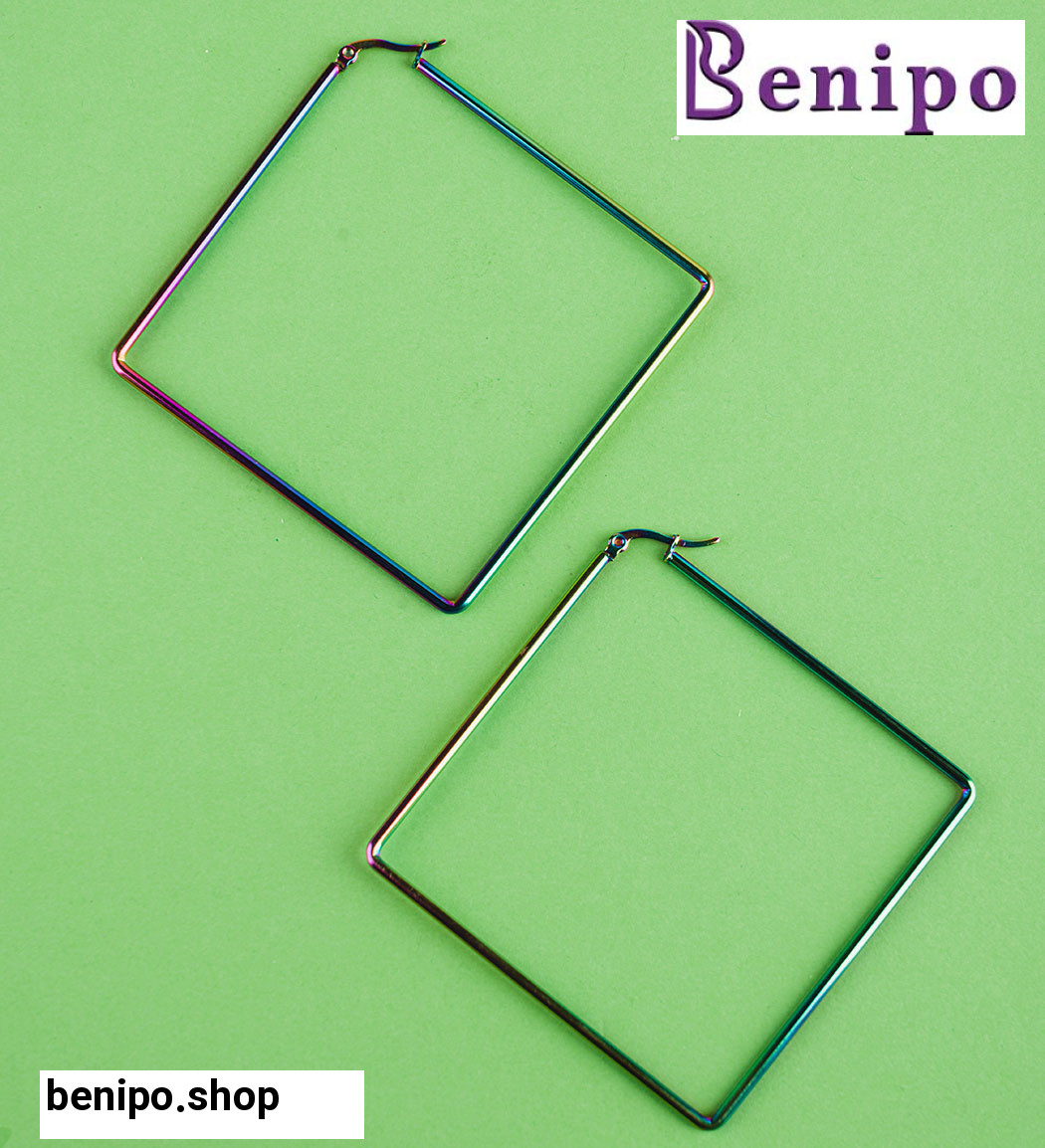 گوشواره زنانه مدل لوزی هولوگرام کد Fr012