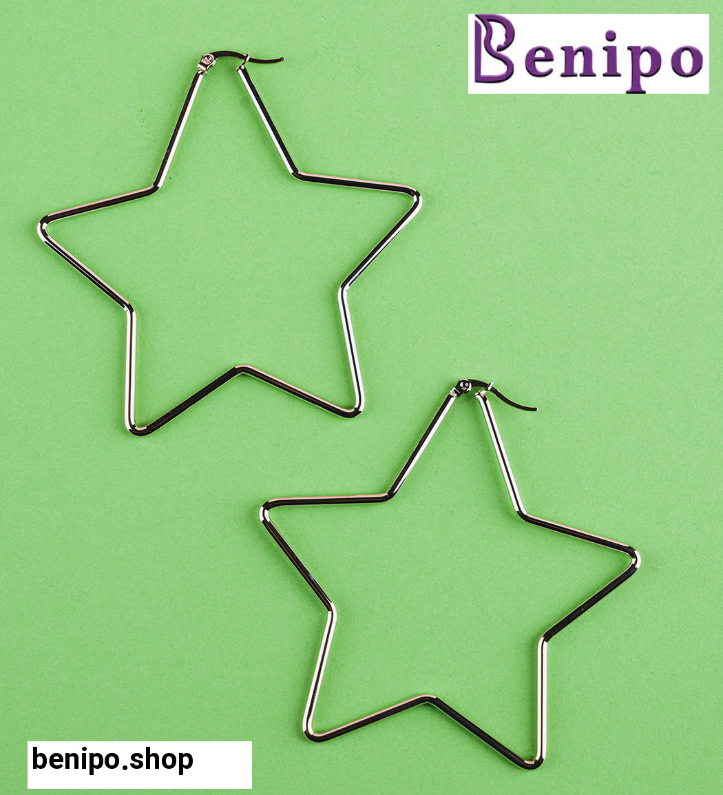 گوشواره زنانه مدل ستاره ای نقره ای کد Fr013