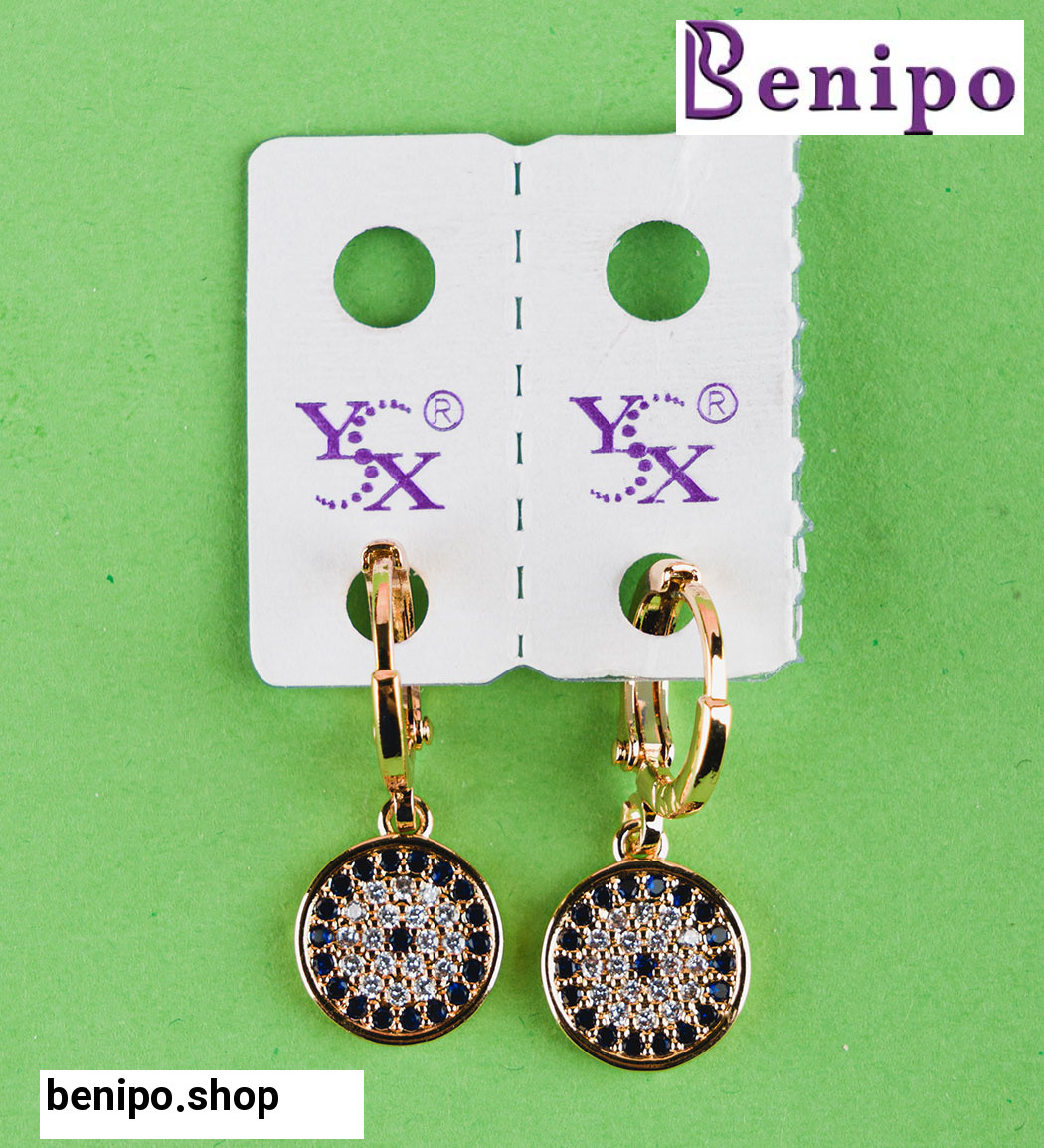 گوشواره طرح چشم نظر طلایی مدل SH520