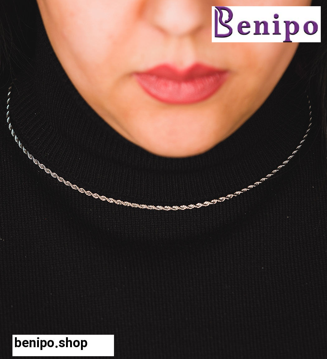 گردنبند مدل طنابی نقره ای کد ANM59