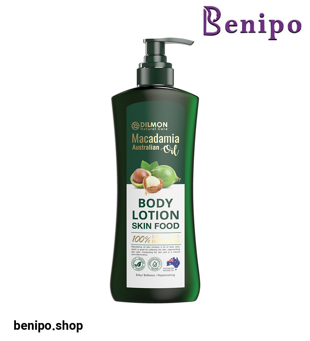لوسیون بدن حاوی روغن ماکادمیا بدون پارابن حجم 400 میلی لیتر