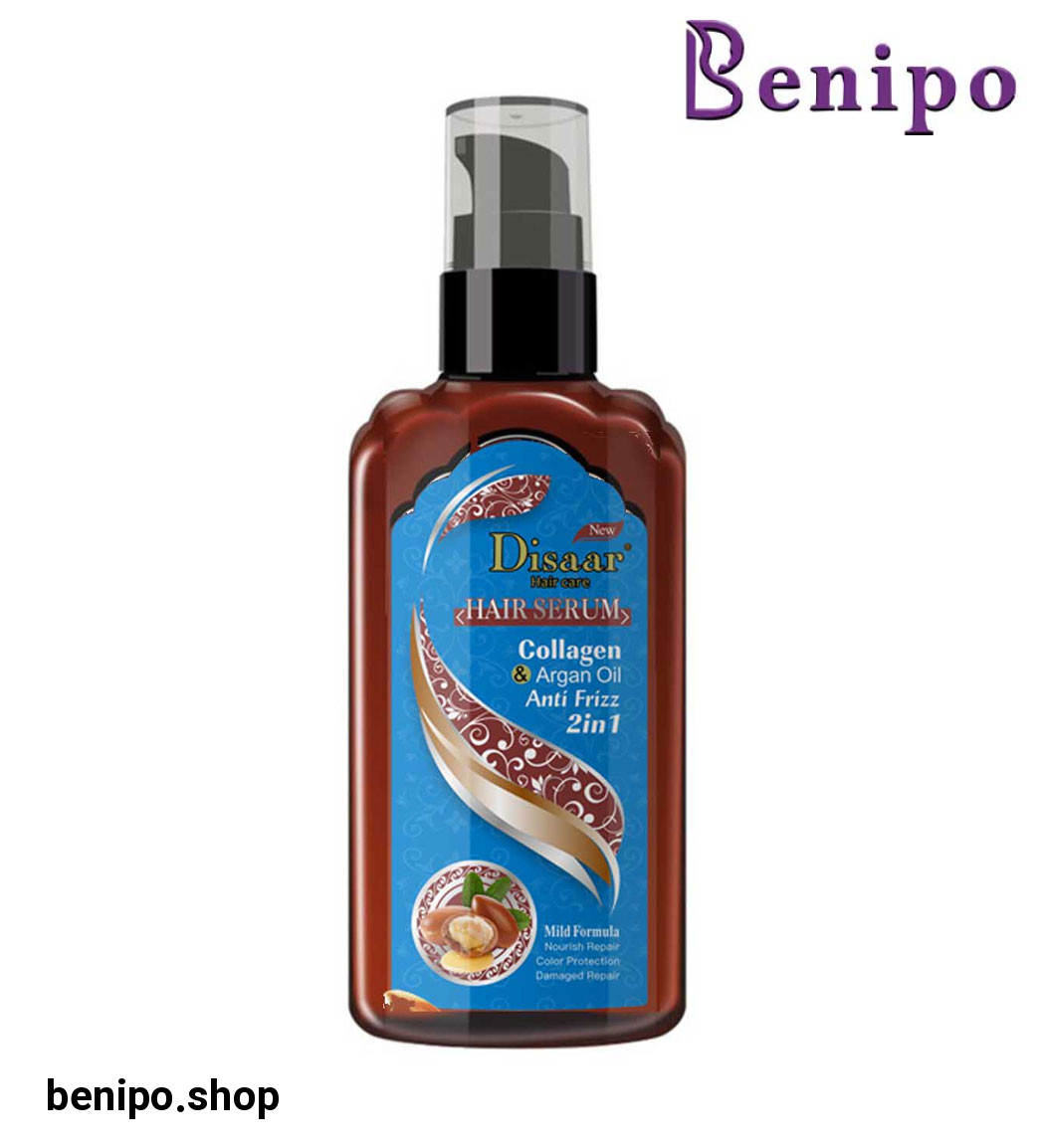 سرم موی 2 کاره صاف کننده و ضد موخوره حاوی کلاژن و روغن آرگان حجم 120 میل