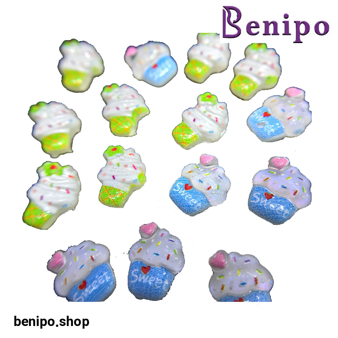 پیکسل عروسکی ناخن طرح بستنی مدل PS009 بسته 10 عددی