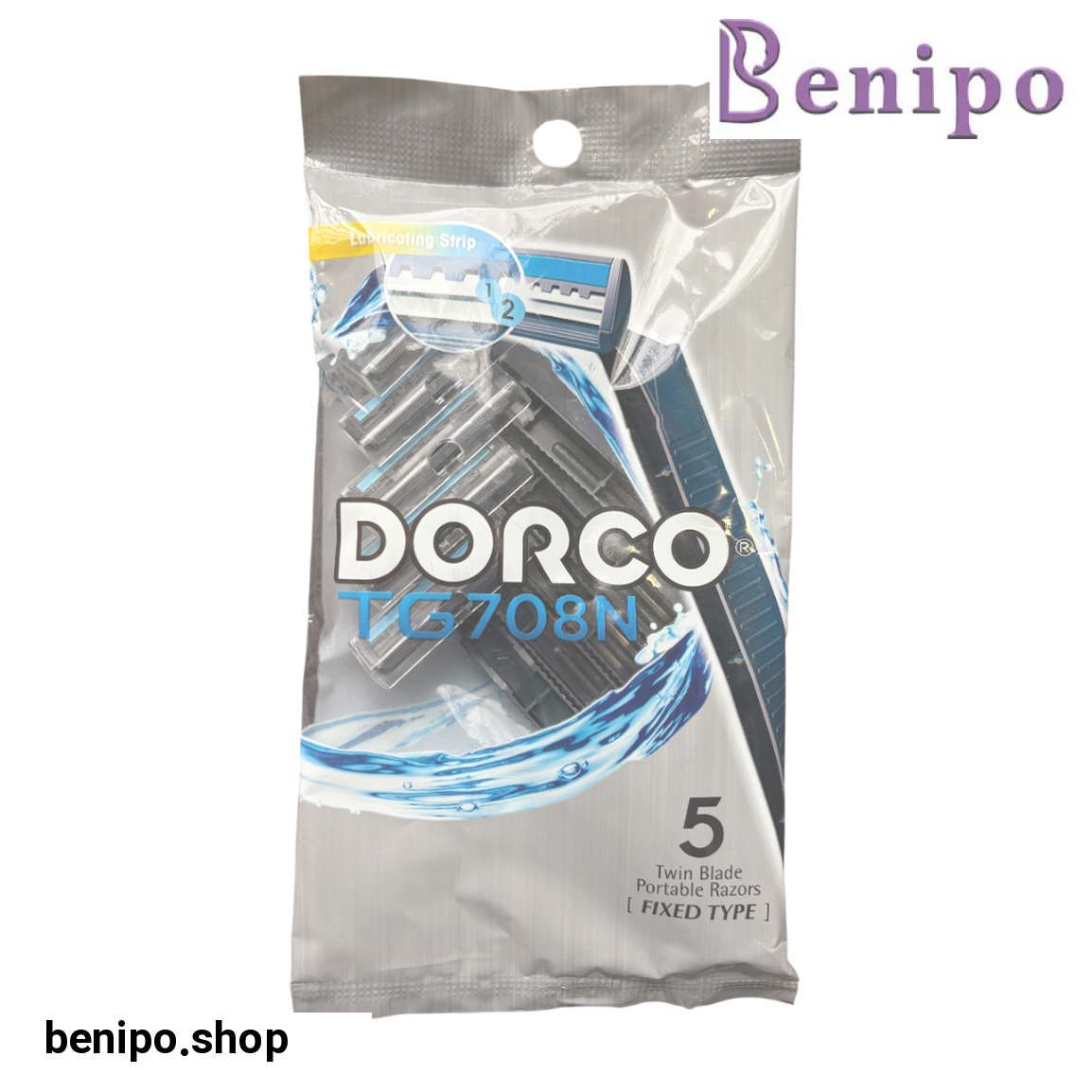 خودتراش 2 لبه صابون دار طوسی بسته 5 عددی