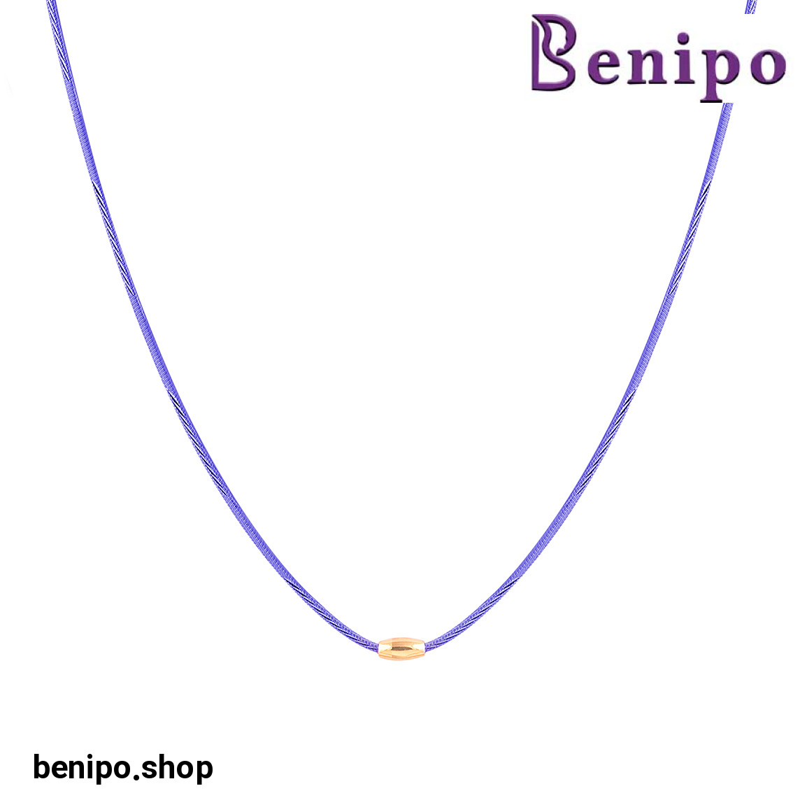 گردنبند چوکر پلاک طلا خورشید با بند آبی