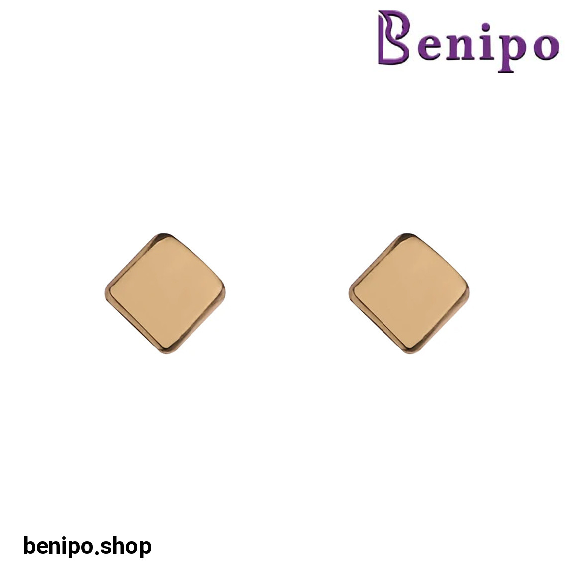 گوشواره طلا میخی مربع برجسته