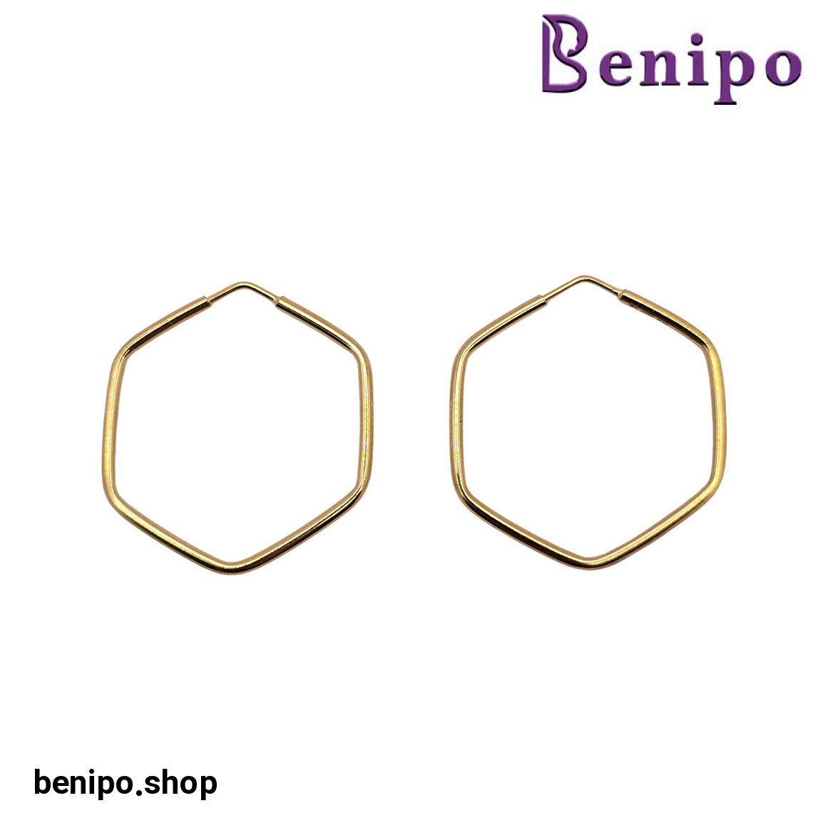 گوشواره طلا مدل شش ضلعی 20 میلی متری