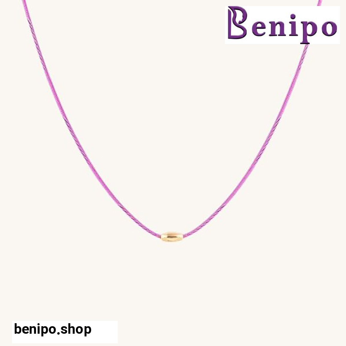 گردنبند چوکر پلاک طلا خورشید با بند صورتی