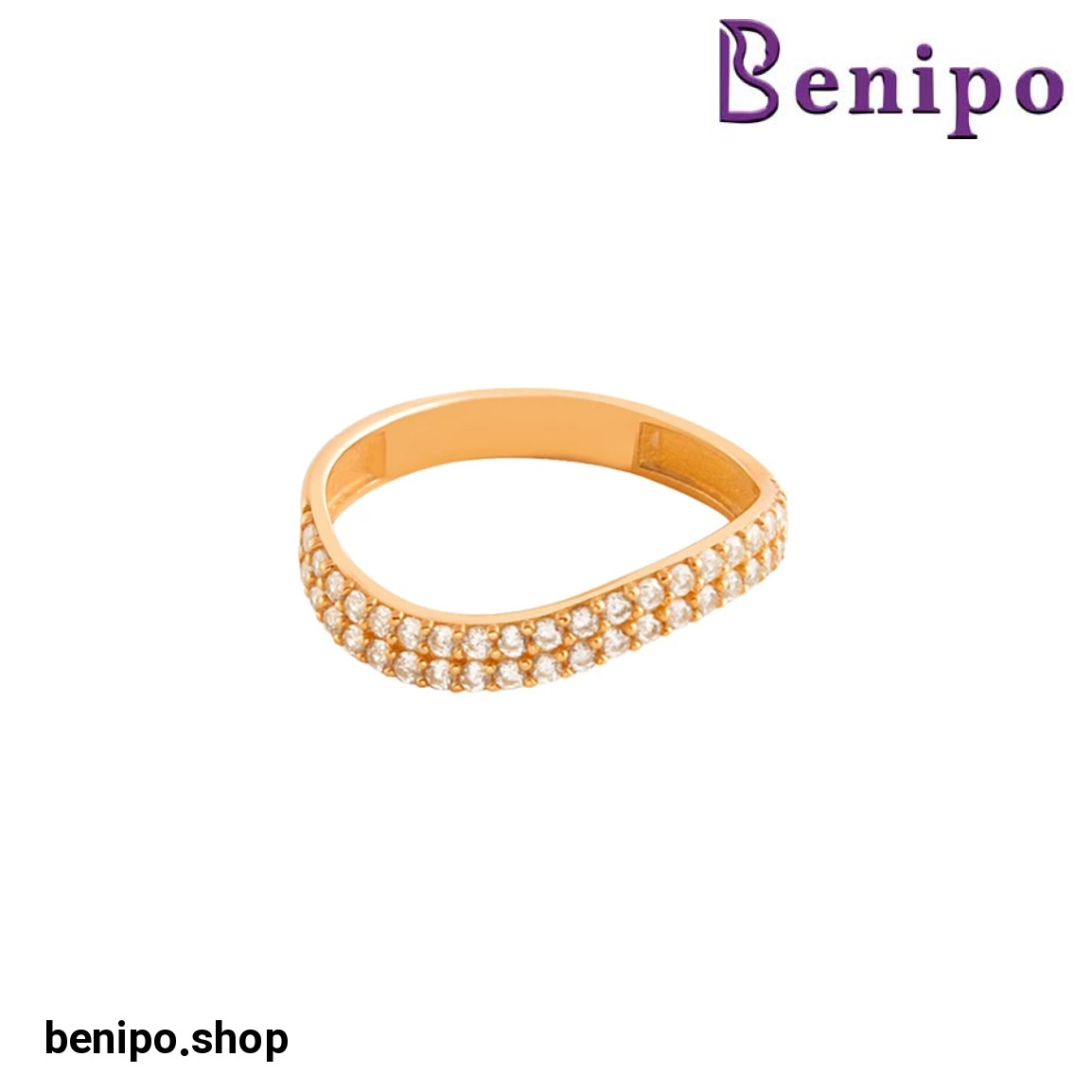 انگشتر طلا نگین دار مدل موج