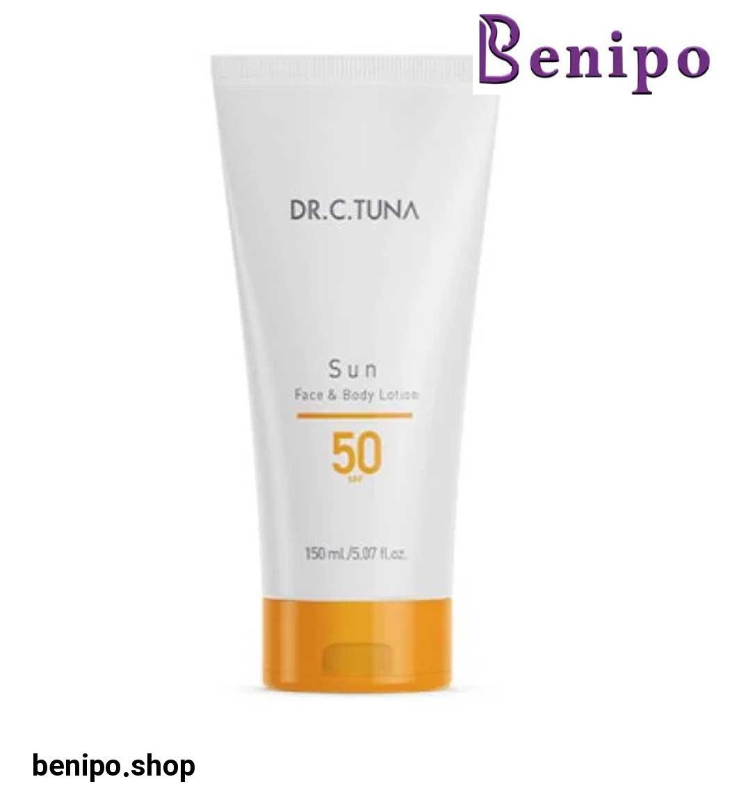 لوسیون ضد آفتاب صورت و بدن بی رنگ حاوی SPF50  مناسب انواع پوست 150 میل