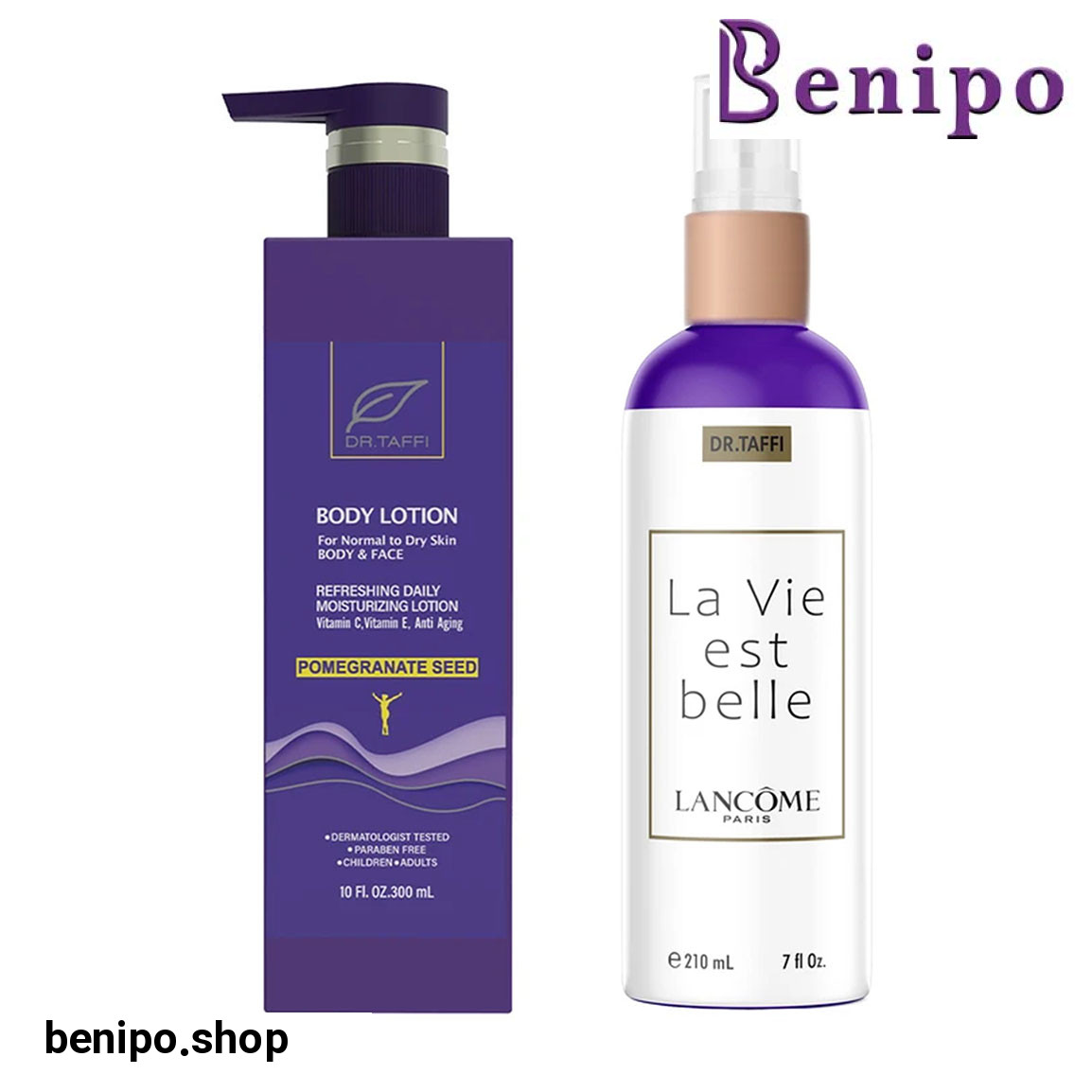 پک 2 عددی لوسیون بدن حاوی Pomegrant Seed حجم 300 میلی لیتر و بادی اسپلش زنانه مدل la vie Est Belle حجم 210 میلی لیتر