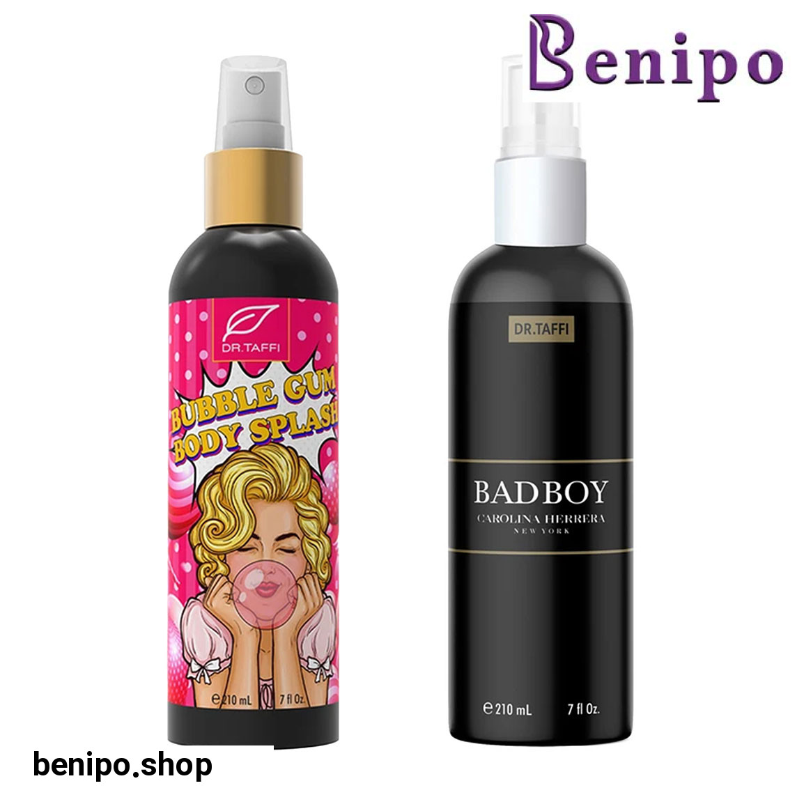 پک 2 عددی بادی اسپلش زنانه مدل Bubble Gum و بادی اسپلش مردانه مدل Carolina Hera BADBOY حجم 210 میلی لیتر