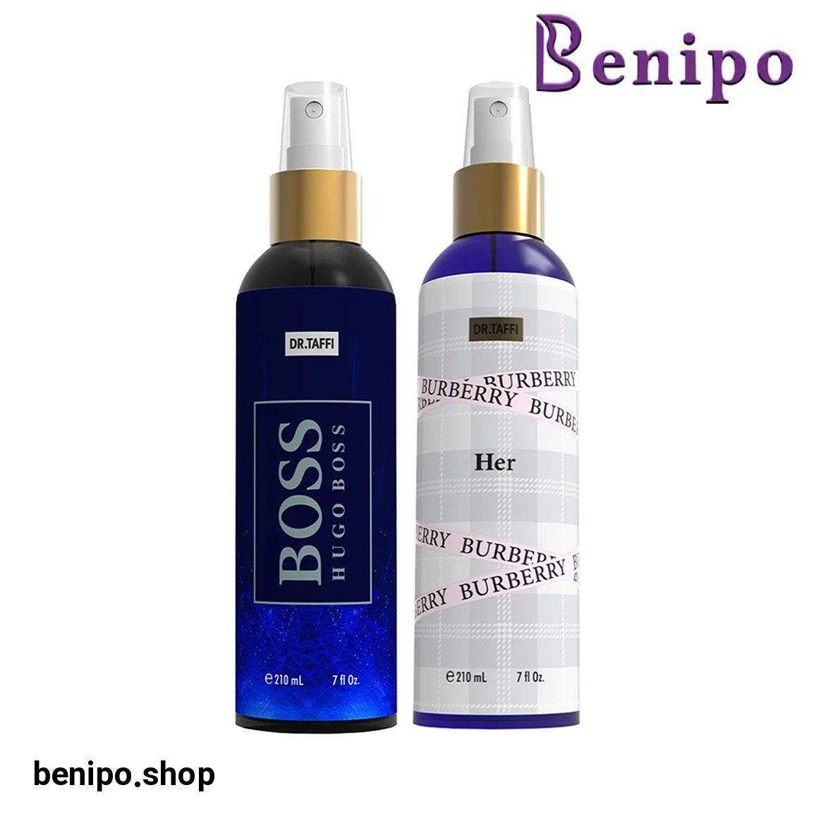پک 2 عددی بادی اسپلش مردانه مدل Hugo Boss و بادی اسپلش زنانه مدل Burburry حجم 210 میلی لیتر