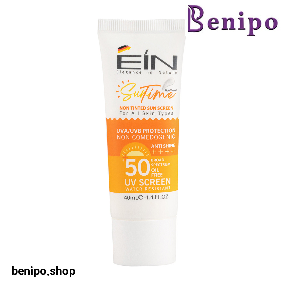 کرم ضد آفتاب بی رنگ با SPF50 مناسب انواع پوست حجم 40 میلی لیتر