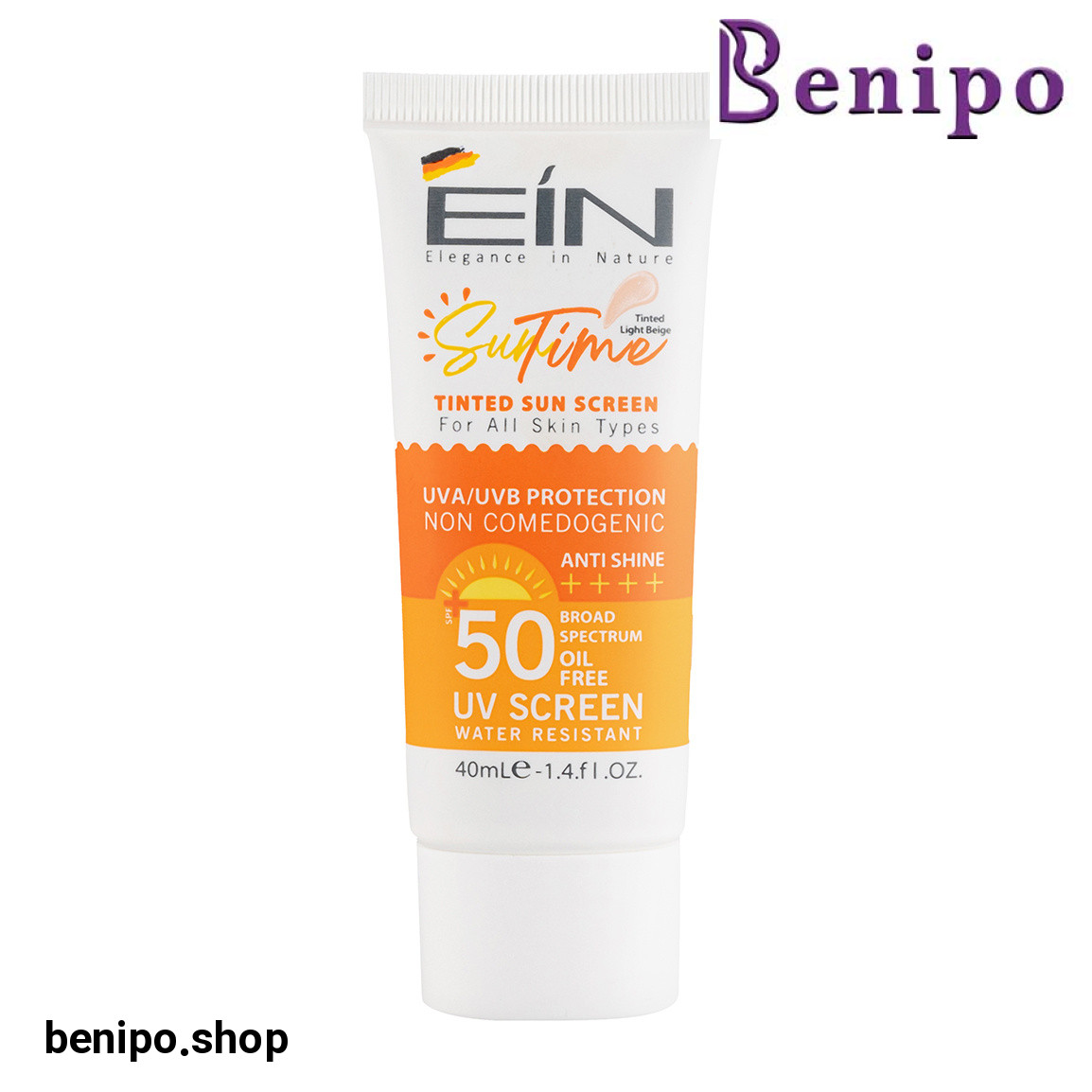 کرم ضد آفتاب بژ طبیعی با SPF50 مناسب انواع پوست حجم 40 میلی لیتر