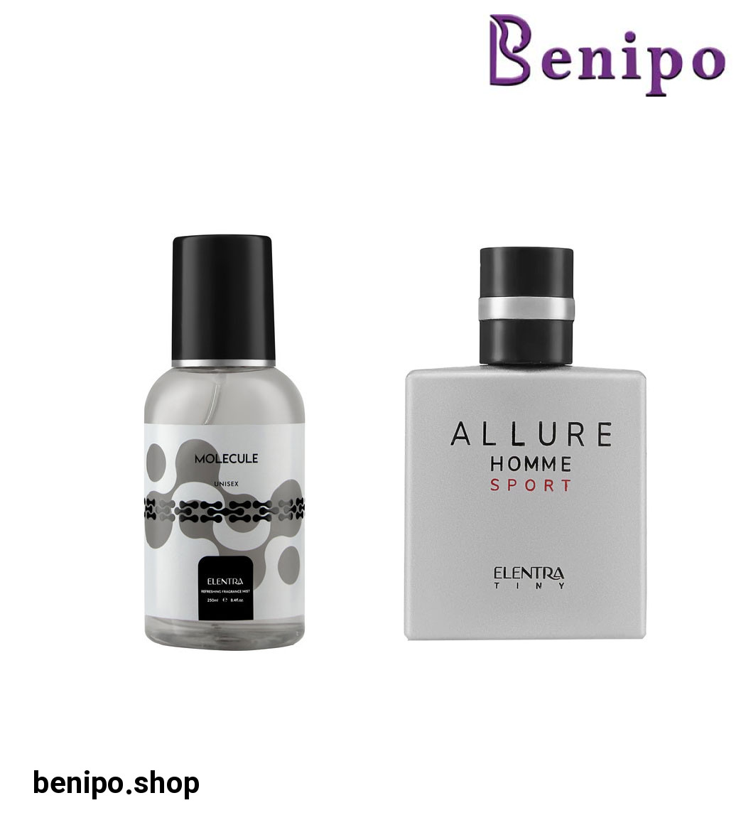 عطر جیبی مردانه مدل Allure Homme Sport النترا تاینی به همراه بادی اسپلش مردانه مدل Molecule