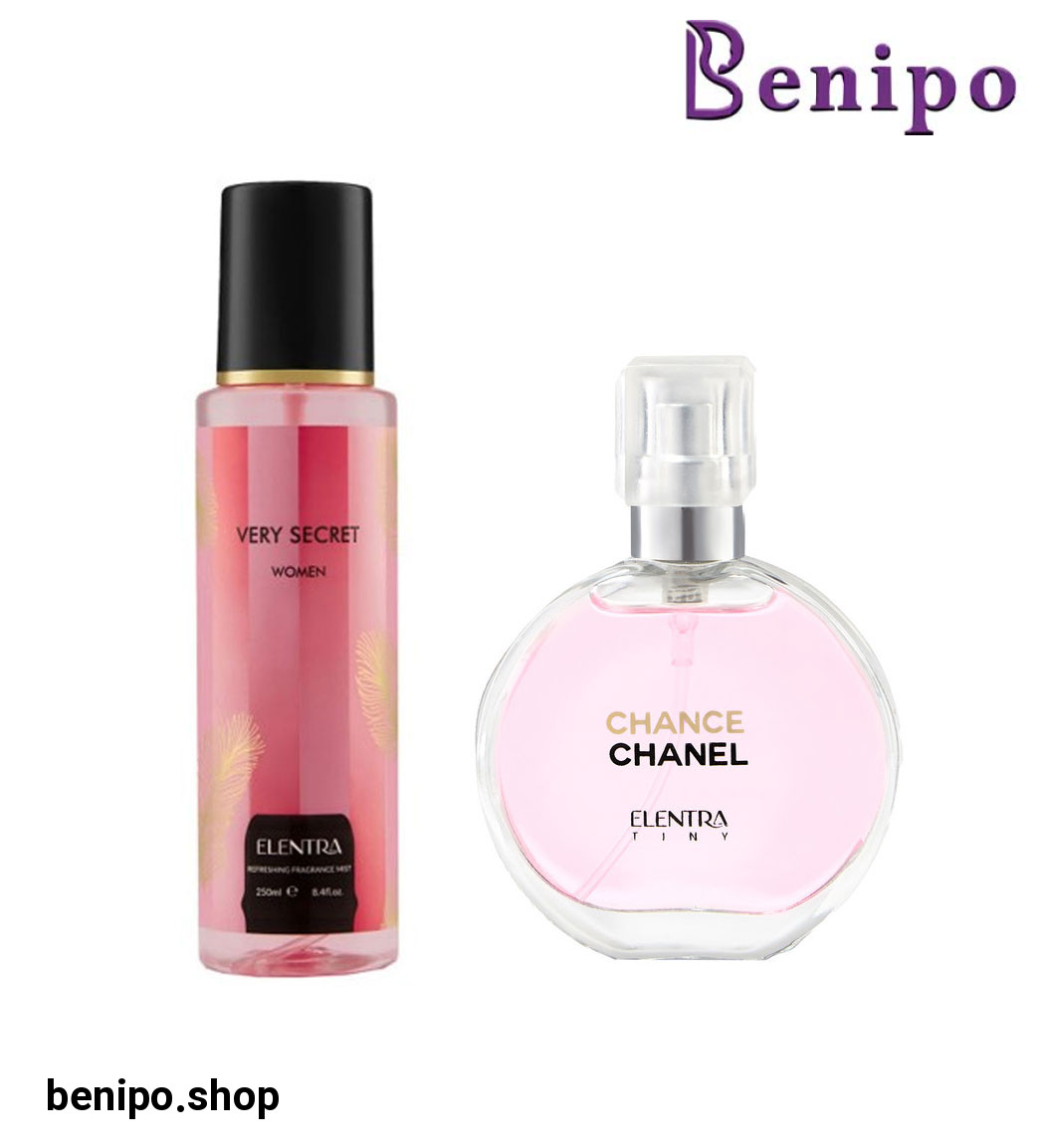 عطر جیبی زنانه تاینی مدل Chanel Chance به همراه بادی اسپلش زنانه مدل Very Secret