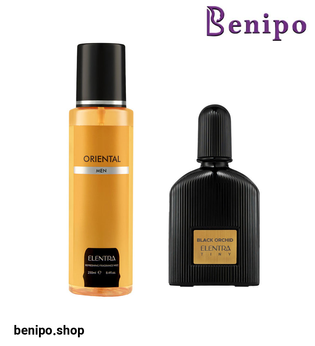 عطر جیبی زنانه تاینی مدل Tom Ford Black Orcid به همراه بادی اسپلش مردانه مدل Oriental