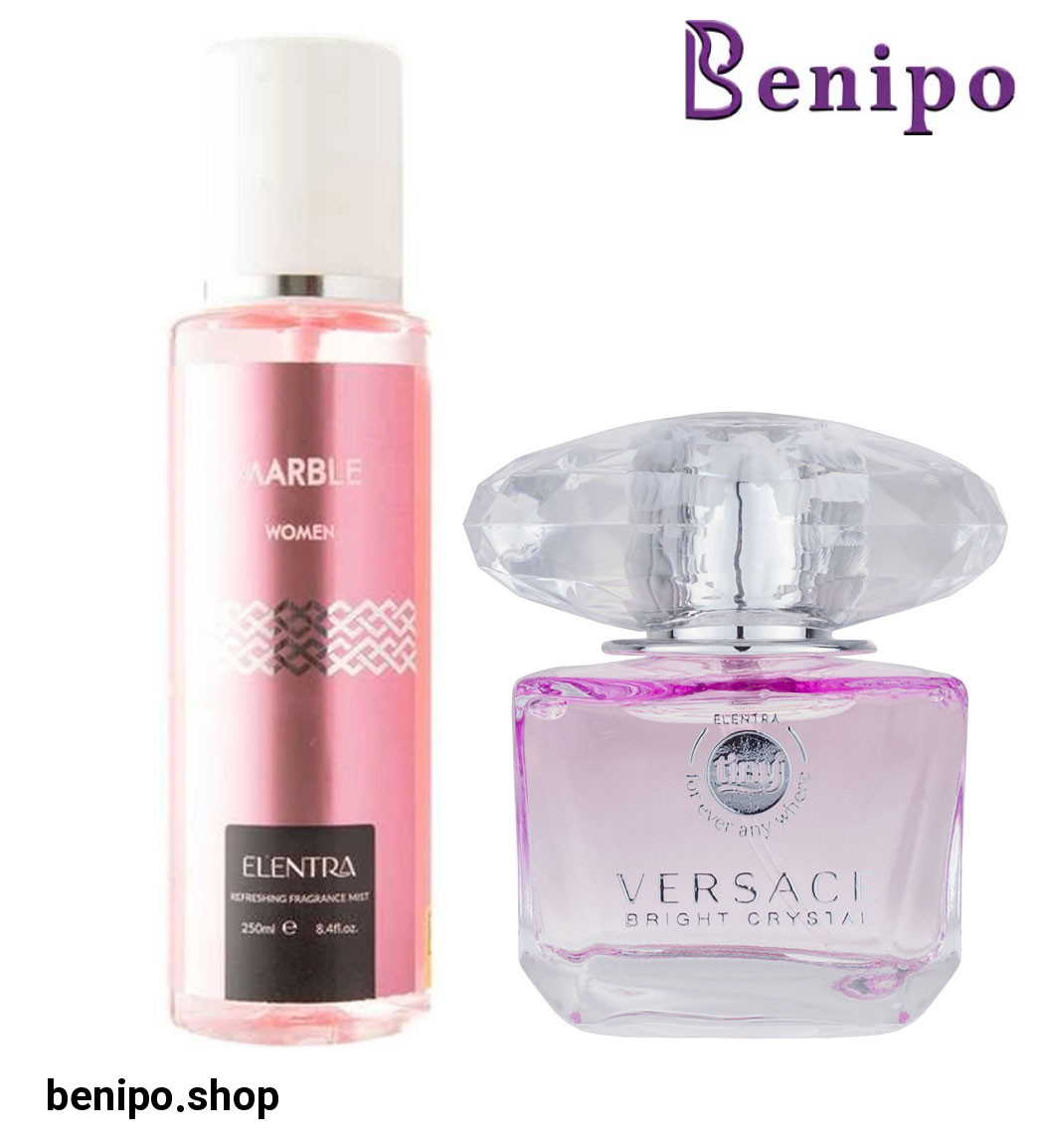 عطر جیبی زنانه مدل Versace Bright Crystal به همراه بادی اسپلش زنانه مدل Marble