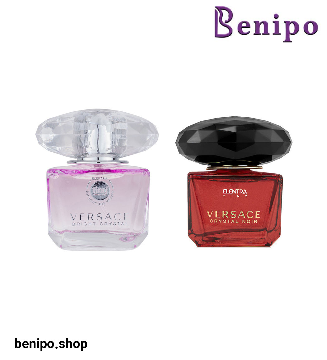 عطر جیبی زنانه تاینی مدل Versace Crystal Noir به همراه عطر جیبی زنانه مدل Versace Bright Crystal