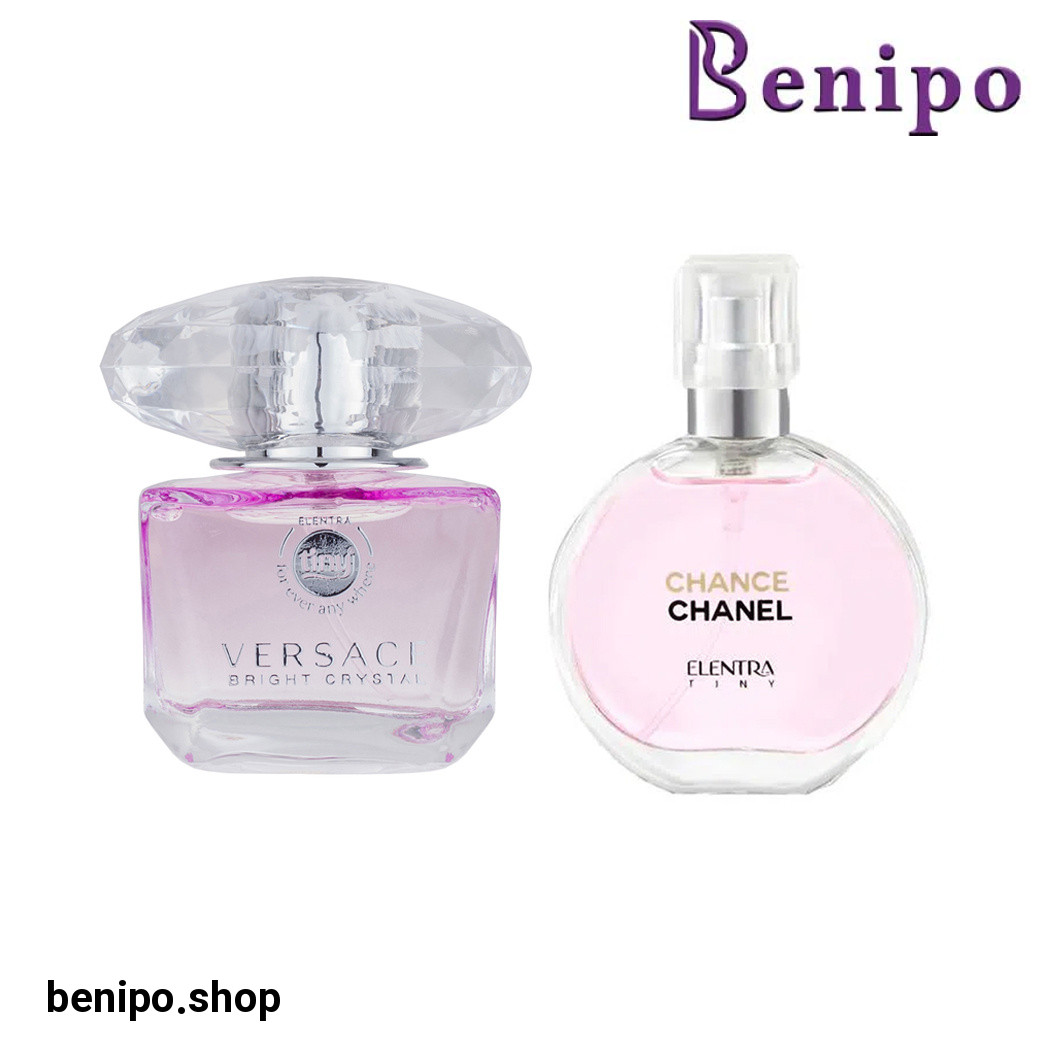 پک دو عددی عطر جیبی زنانه مدل Chanel Chance و Versace Bright Crystal