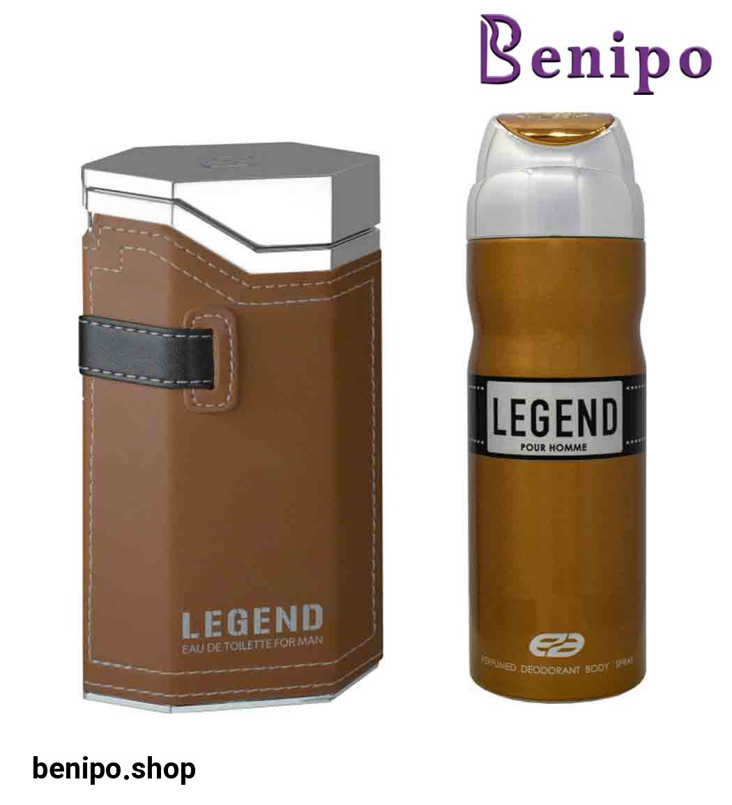 پک ادو تویلت مردانه مدل Legend حجم 100میل به همراه اسپری مدل Legend حجم 200میل