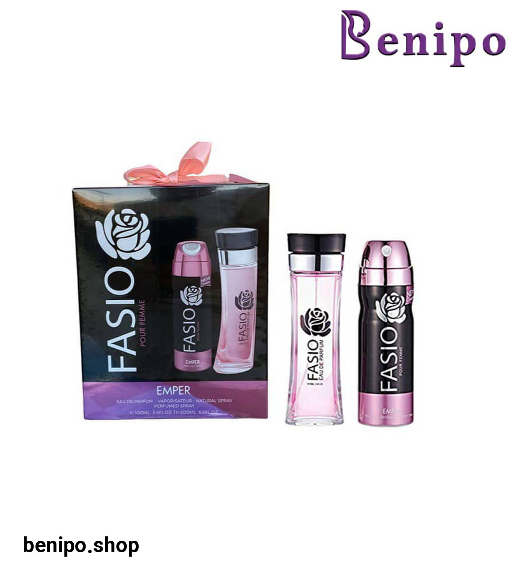 ست ادوپرفیوم و اسپری بدن زنانه مدل Fasio
