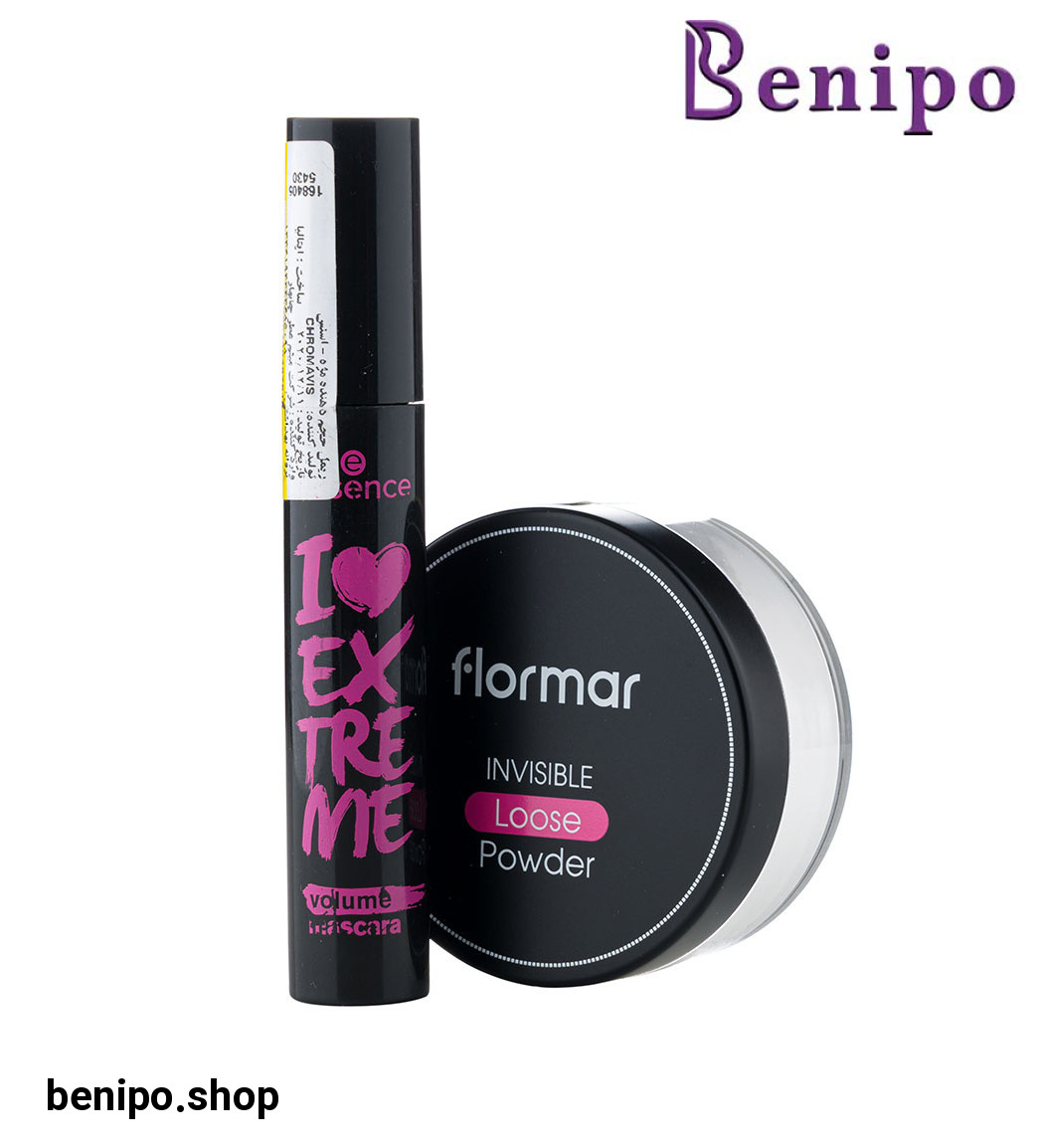 پک آرایشی پودر تثبیت اینویزیبل فلورمار و ریمل مشکی