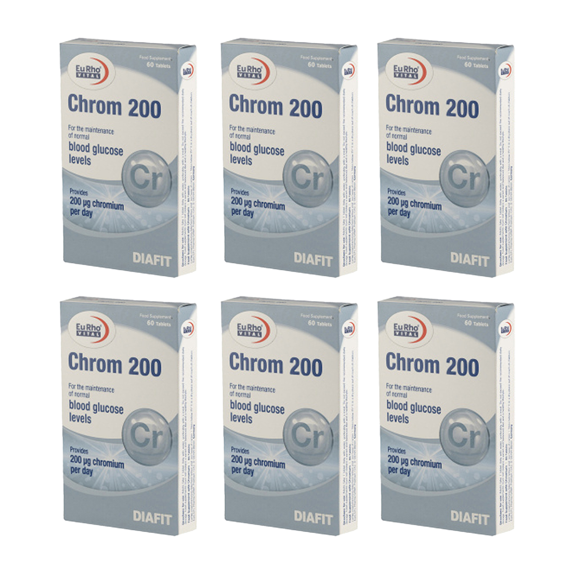 پک 6 عددی قرص کروم 200 میلی گرم بسته 60 عددی