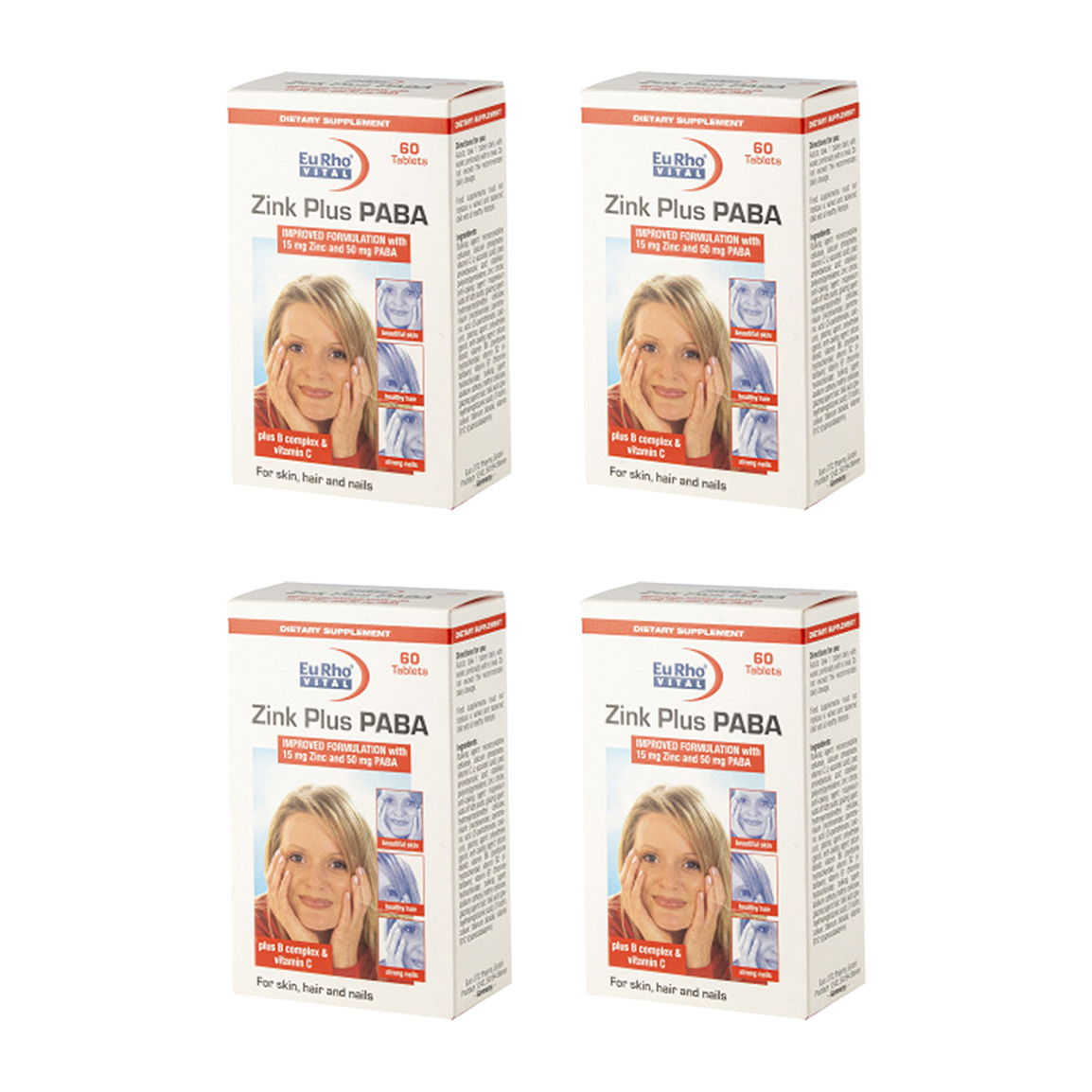 پک 4 عددی قرص زینک پلاس مدل Paba بسته 60 عددی