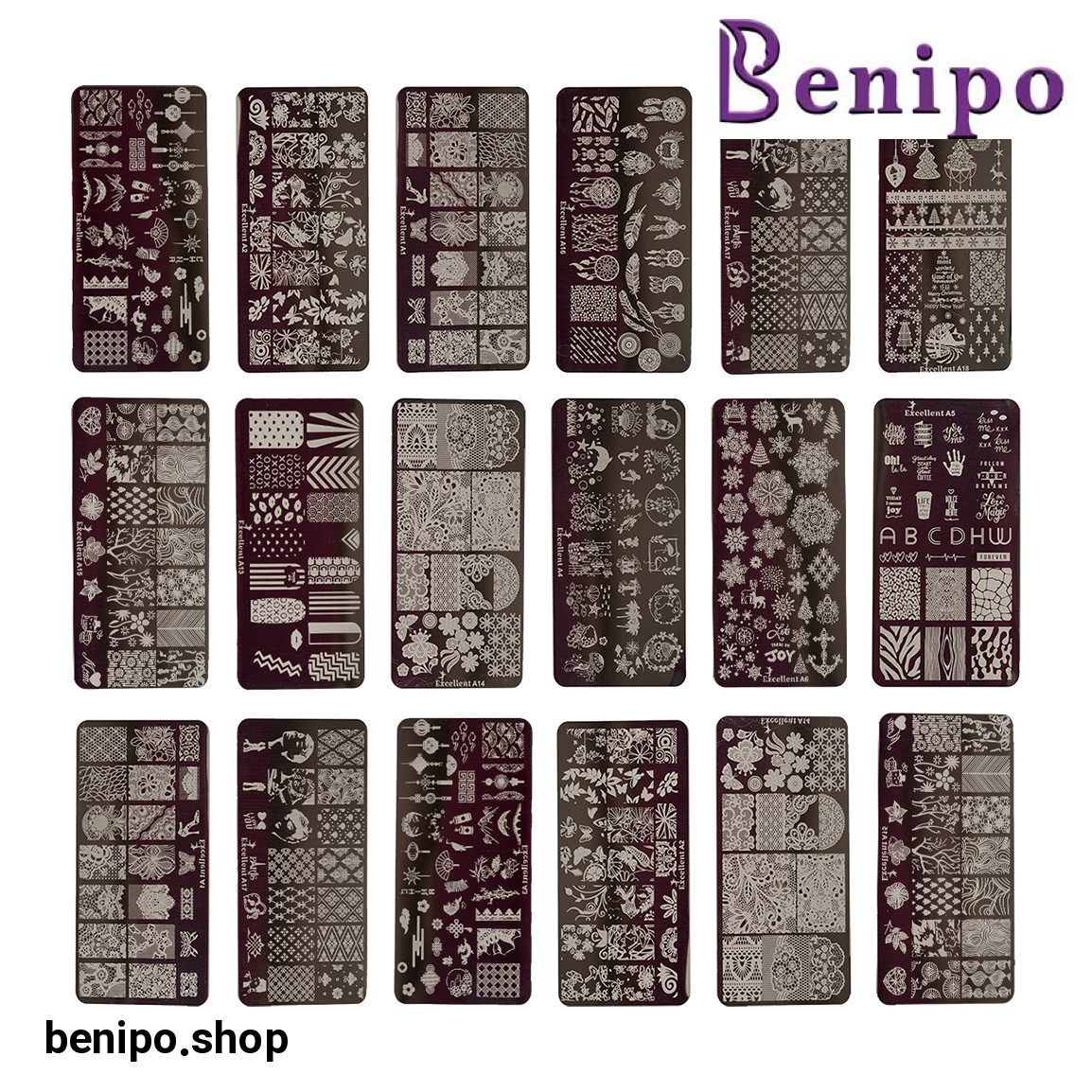 پک 18 عددی شابلون ناخن