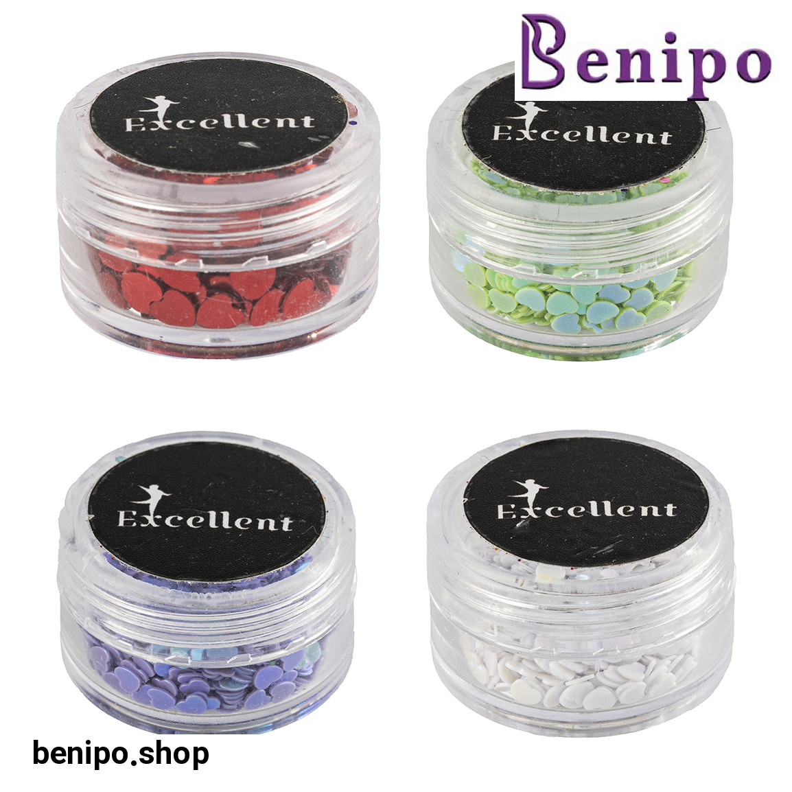 دیزاین ناخن مدل قلب  بسته 4 عددی با ارسال رنگ رندوم