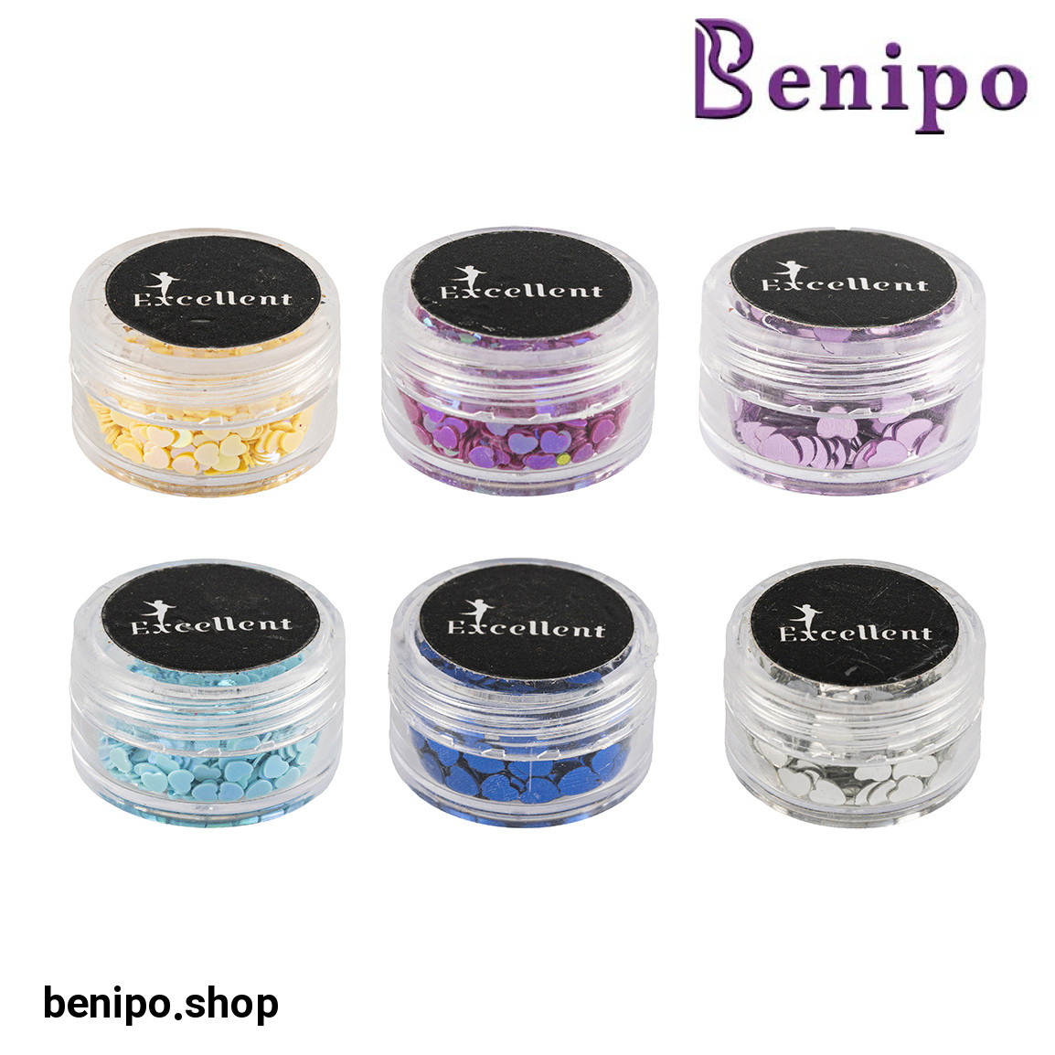 دیزاین ناخن مدل قلب  بسته 6 عددی با ارسال رنگ رندوم