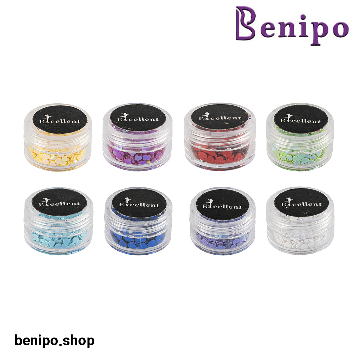 دیزاین ناخن مدل قلب  بسته 8 عددی با ارسال رنگ رندوم