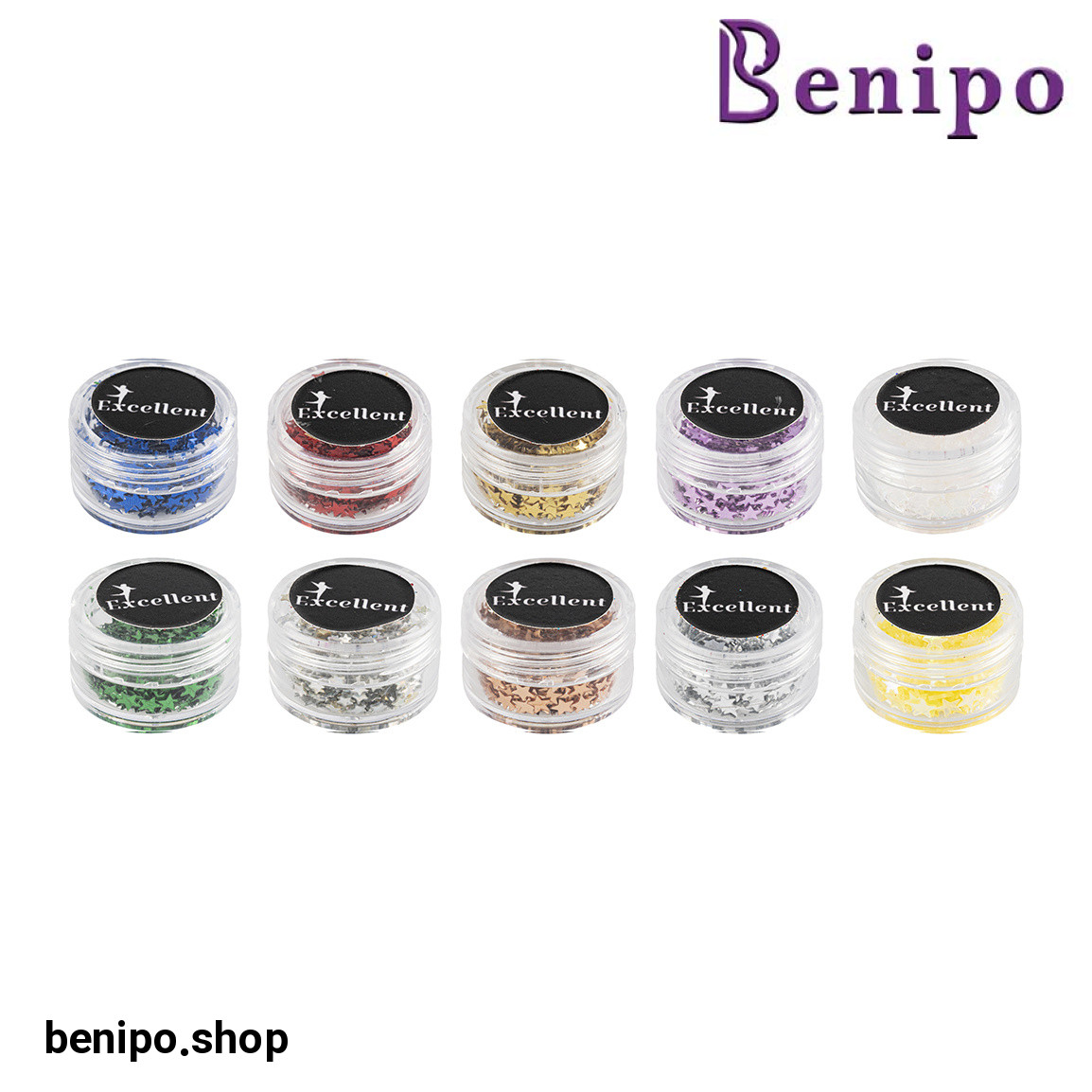 دیزاین ناخن مدل ستاره  بسته 10 عددی با ارسال رنگ رندوم