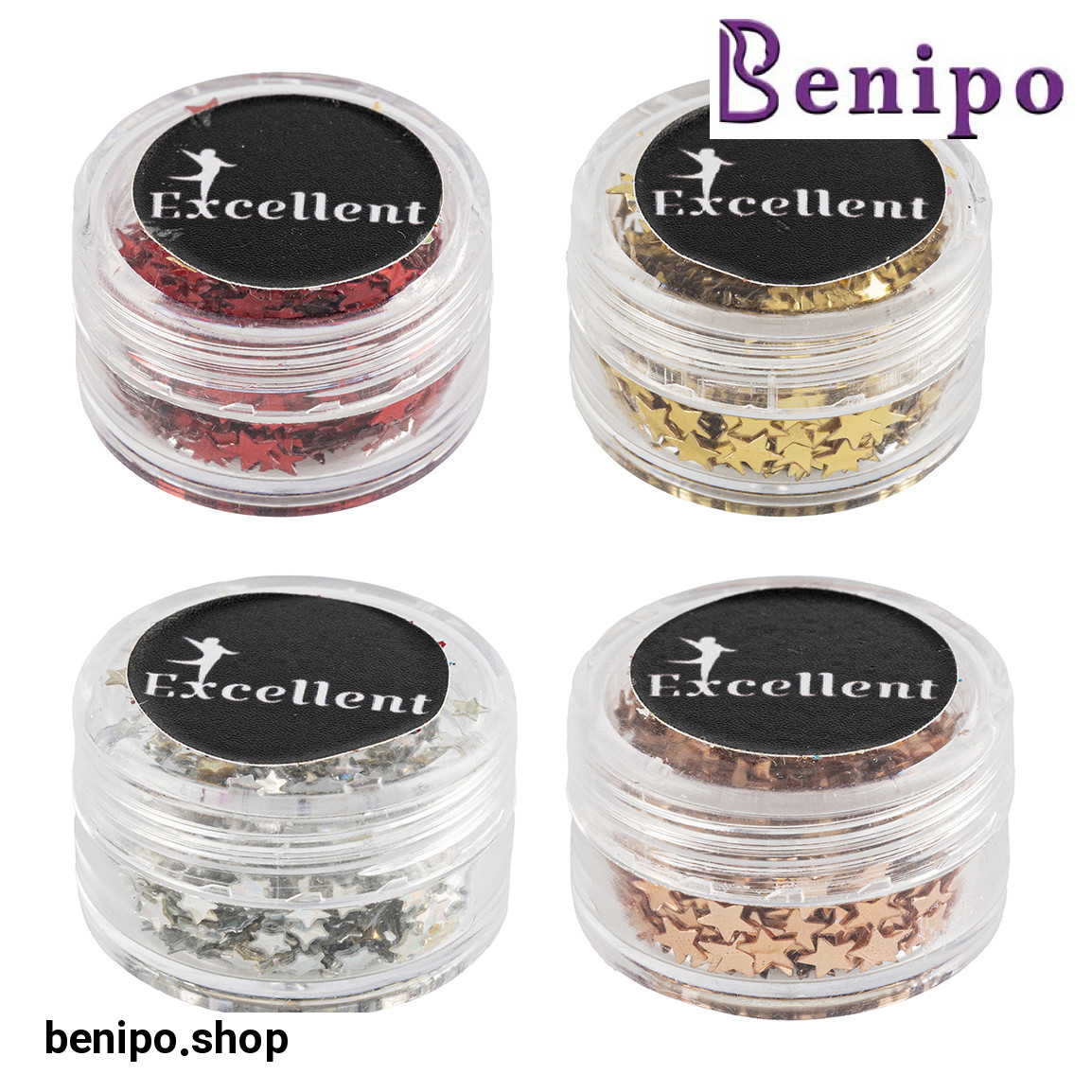 دیزاین ناخن مدل ستاره  بسته 4 عددی با ارسال رنگ رندوم