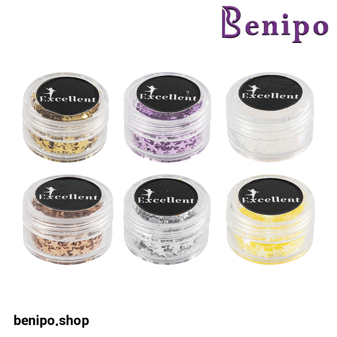 دیزاین ناخن مدل ستاره  بسته 6 عددی با ارسال رنگ رندوم