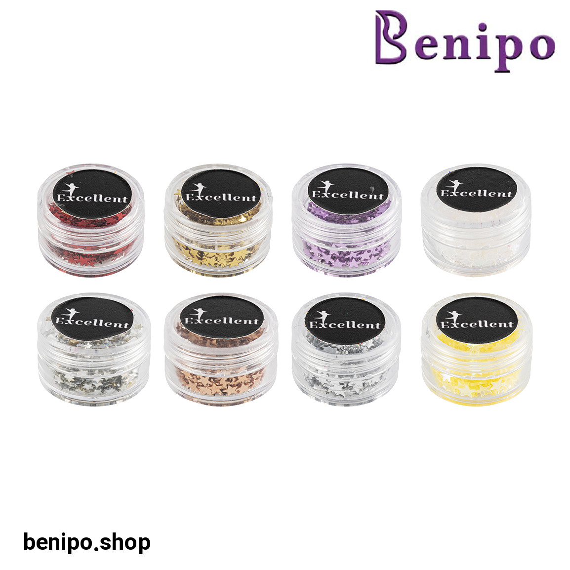 دیزاین ناخن مدل ستاره  بسته 8 عددی با ارسال رنگ رندوم