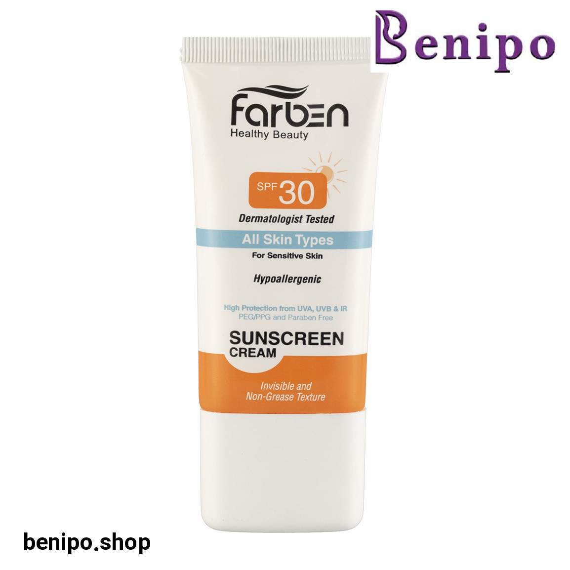 کرم ضد آفتاب با SPF30 مناسب انواع پوست حجم 50 میلی لیتر