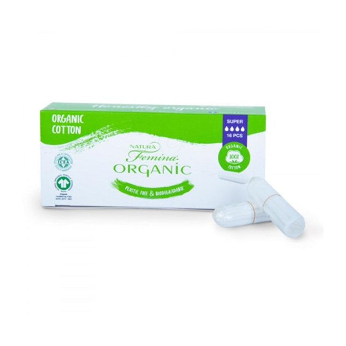 تامپون ارگانیک مدل Natura Femina بسته 16 عددی