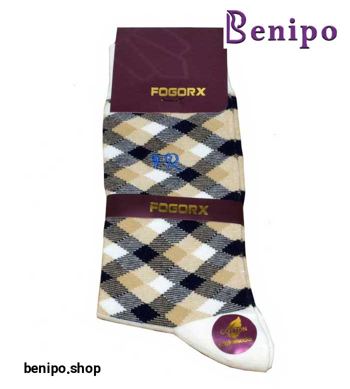 جوراب مردانه اسکاچ ریز سفید کرم سورمه ای