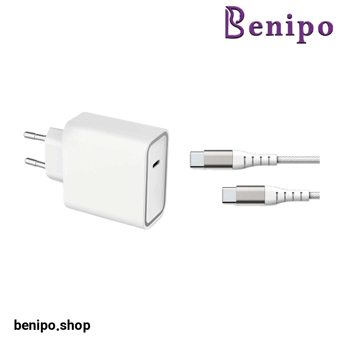 شارژر دیواری فشرده مدل 65 وات USB C PD با کابل 2 متری