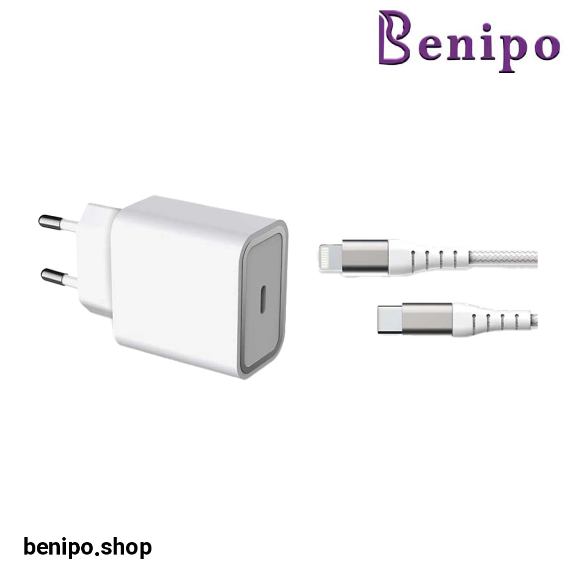 شارژر دیواری شارژ سریع با کابل لایتنینگ 1/2 متری