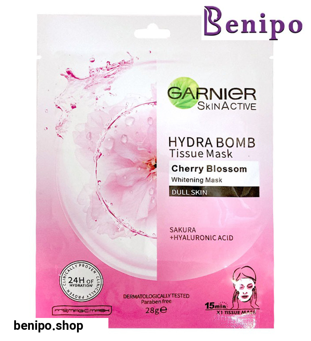 ماسک ورقه ای صورت حاوی عصاره شکوفه گیلاس و هیالورونیک اسید 28گرم