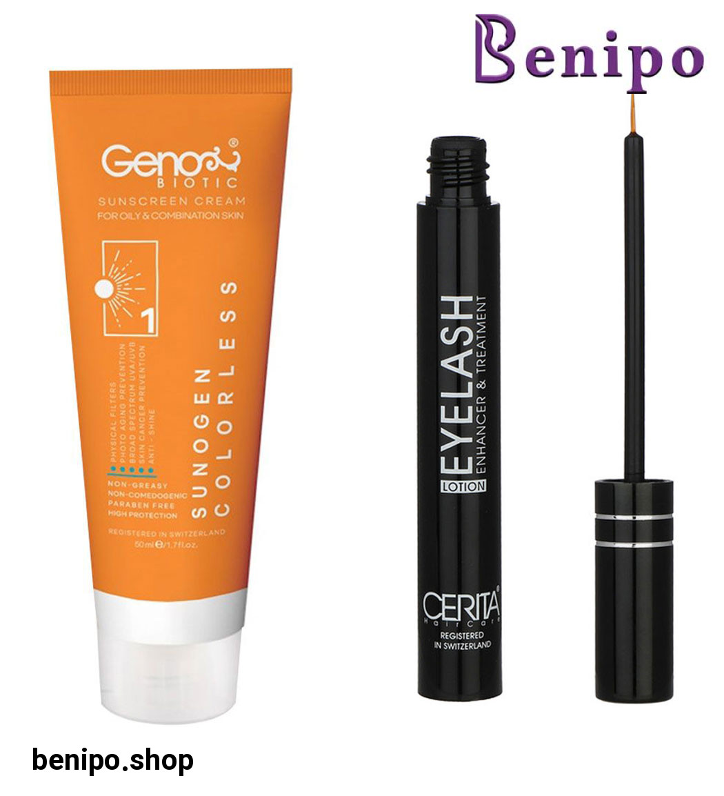 پک محلول تقویت کننده مژه سریتا و ضد آفتاب بی رنگ مناسب پوست چرب و مختلط SPF50