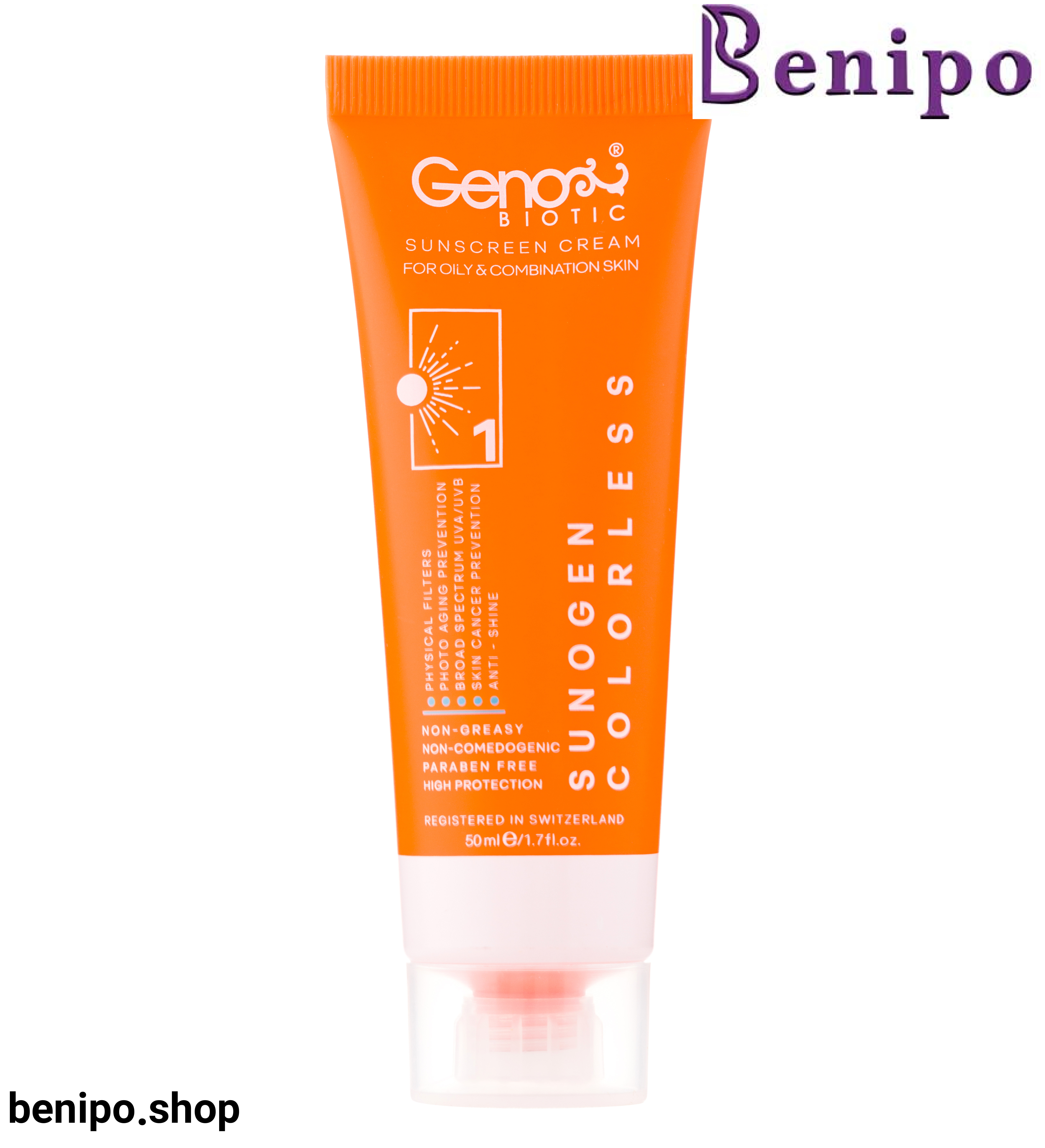 ضد آفتاب بی رنگ مناسب پوست چرب و مختلط اس پی اف 50