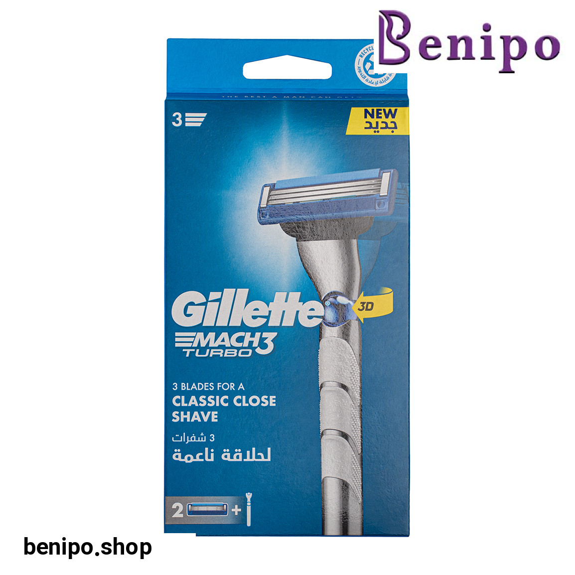 خود تراش مدل Mach 3 Turbo همراه با 2 یدک