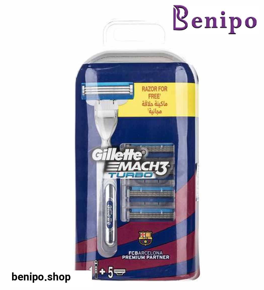 تیغ اصلاح به همراه 5 سری مچ 3 توربو (طرح بارسلونا)